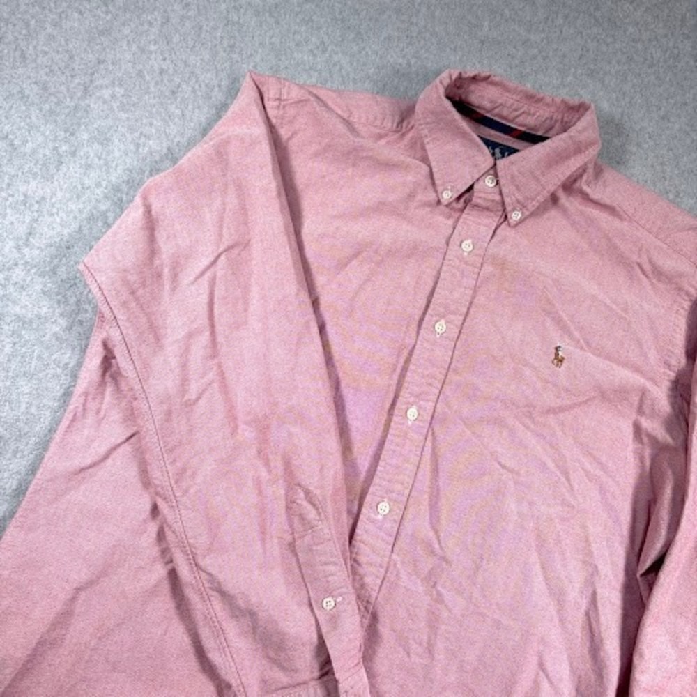 Ralph Lauren Button Down Shirt Mens Large Pink Classic Fit Flesh Pony Logo